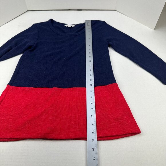 Charming Charlie Women's Size Small Sweater Top Colorblock Blue Red Preowned - Picture 12 of 13